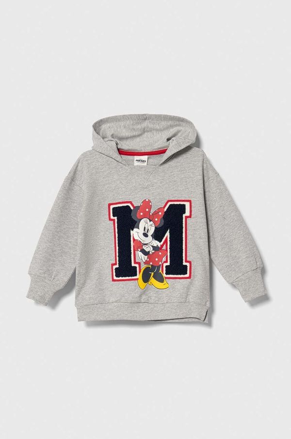 Zippy Otroški pulover zippy x Disney siva barva, s kapuco