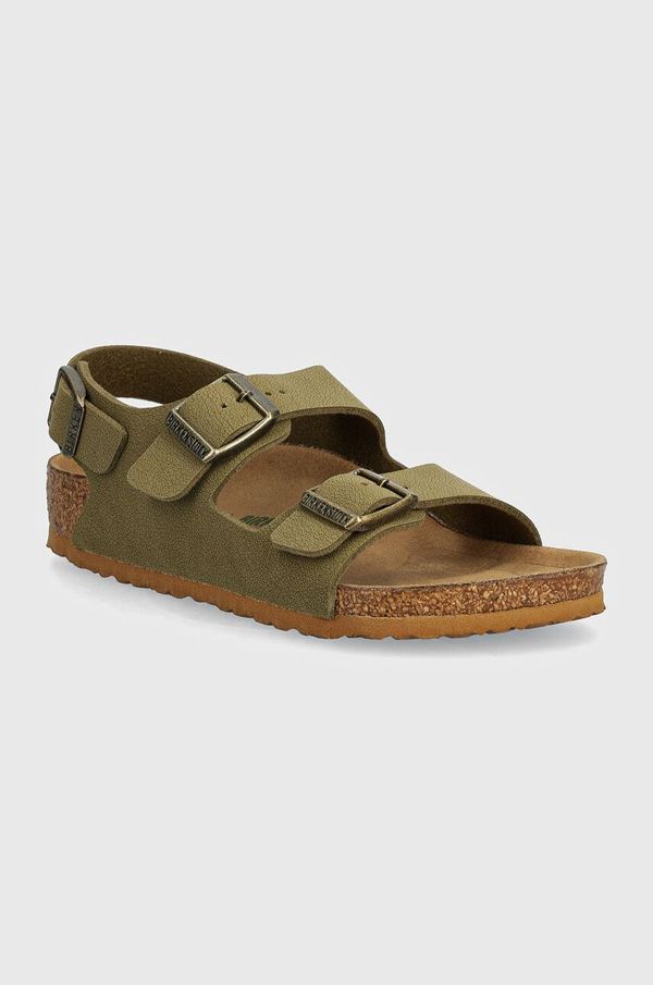 Birkenstock Otroški sandali Birkenstock Milano zelena barva, 1027872