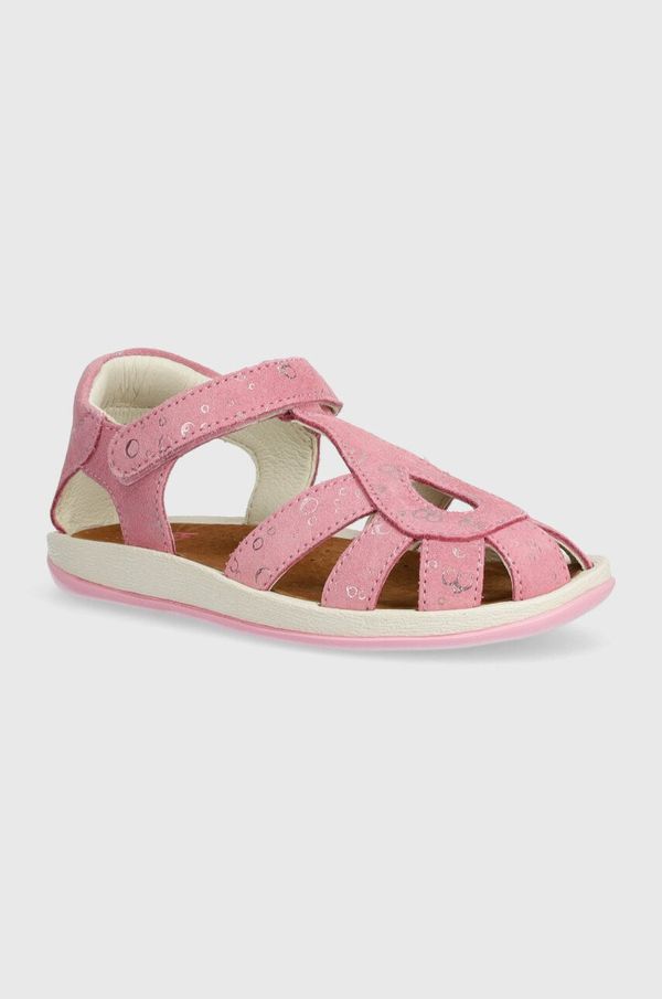 Camper Otroški sandali iz nubuka Camper roza barva