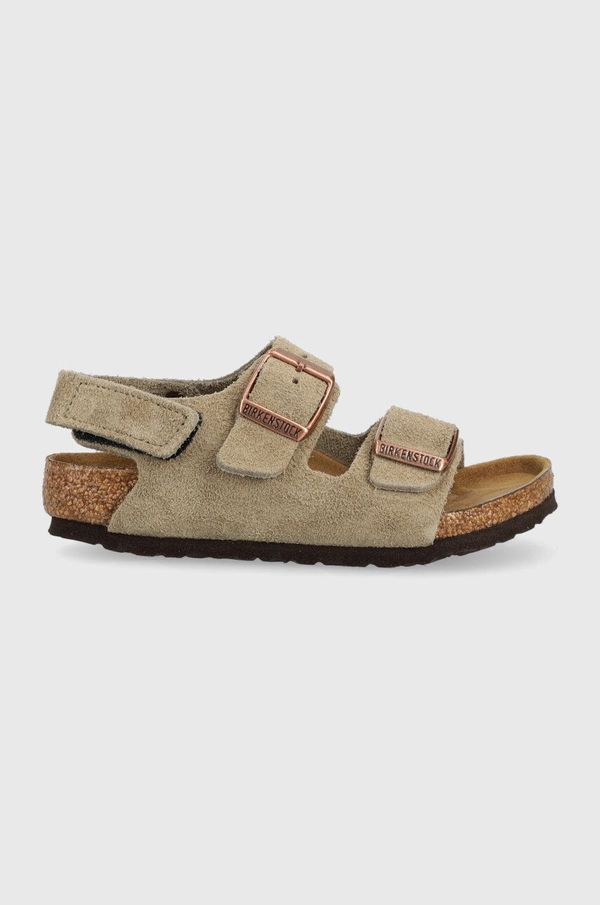 Birkenstock Otroški sandali iz semiša Birkenstock Milano bež barva