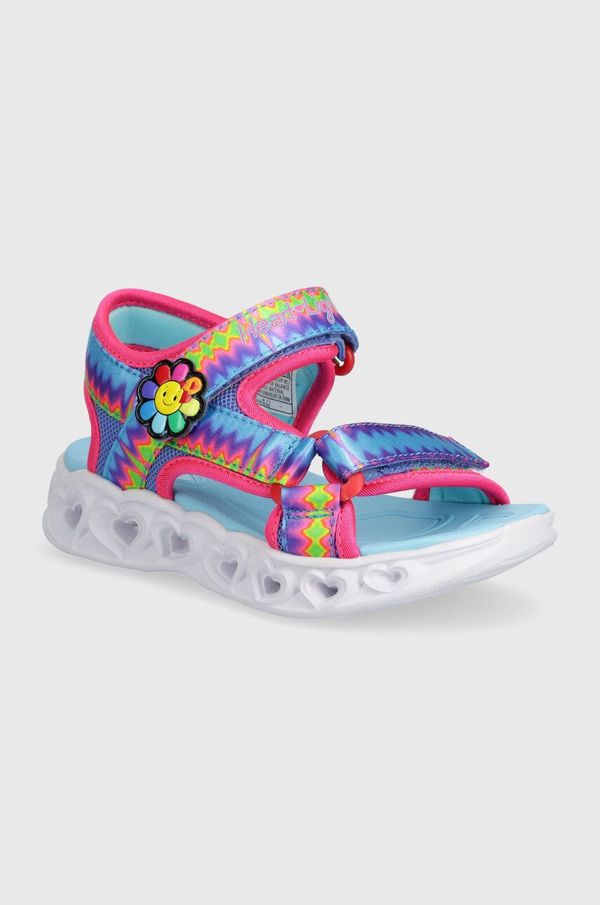 Skechers Otroški sandali Skechers HEART LIGHTS SANDALS MISS VIBRANT turkizna barva