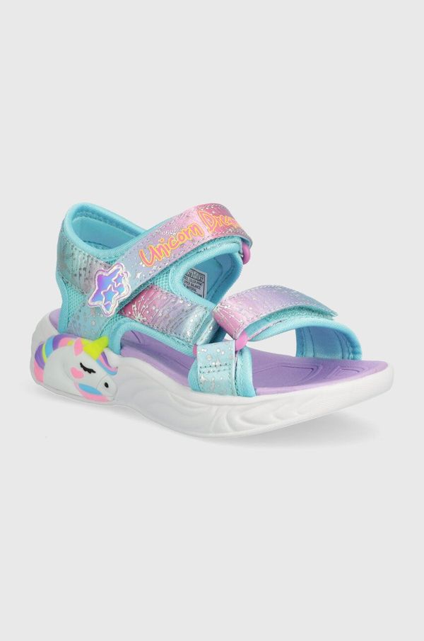 Skechers Otroški sandali Skechers UNICORN DREAMS SANDAL MAJESTIC BLISS turkizna barva