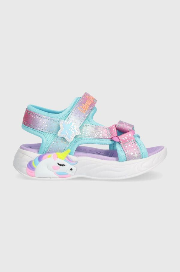 Skechers Otroški sandali Skechers UNICORN DREAMS SANDAL MAJESTIC BLISS turkizna barva