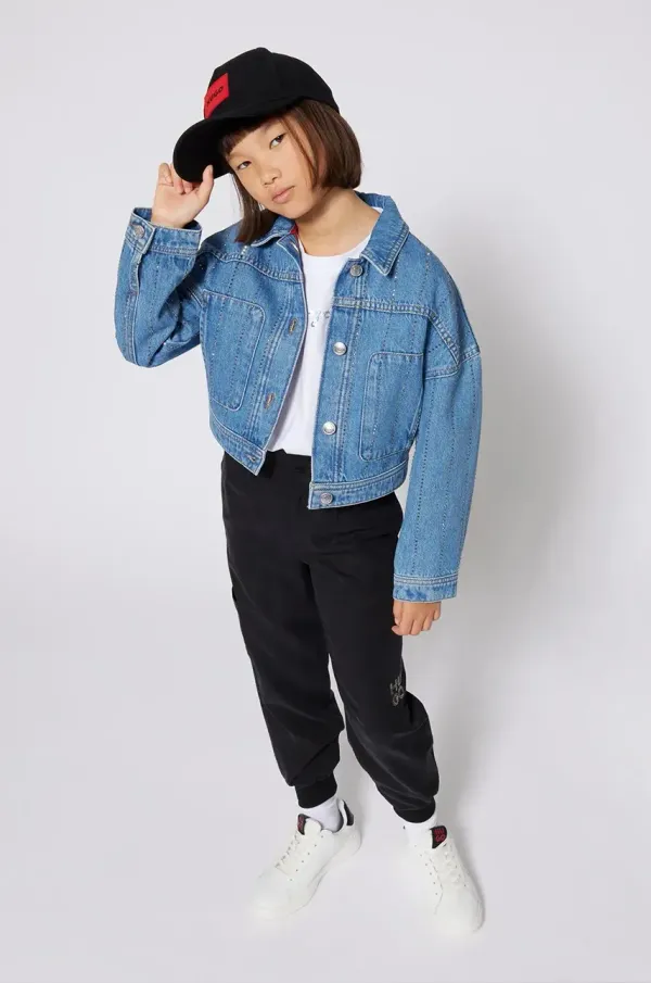 HUGO Otroški spodnji del trenirke HUGO črna barva, G00400