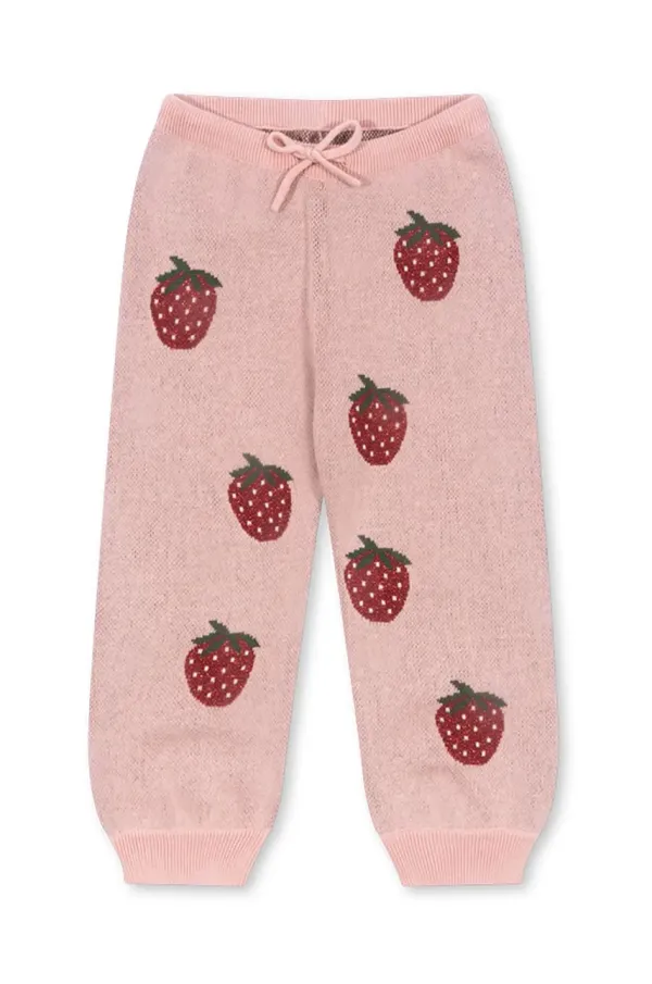 Konges Sløjd Otroški spodnji del trenirke Konges Sløjd LAPIS LUREX KNIT PANTS roza barva, KS102261