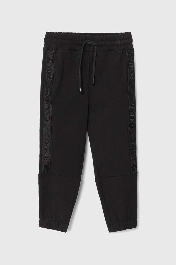Pinko Up Otroški spodnji del trenirke Pinko Up črna barva