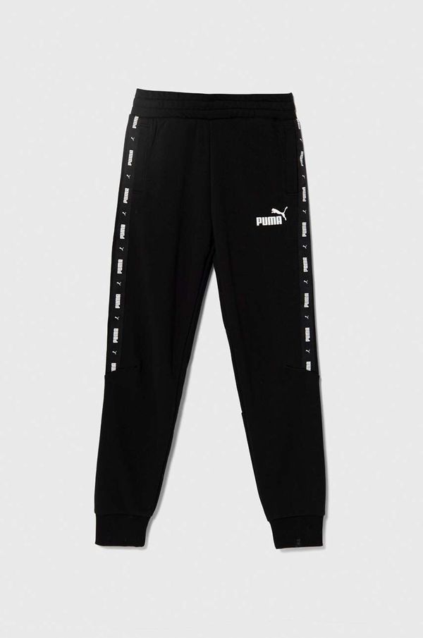 Puma Otroški spodnji del trenirke Puma ESS Tape Sweatpants TR cl črna barva