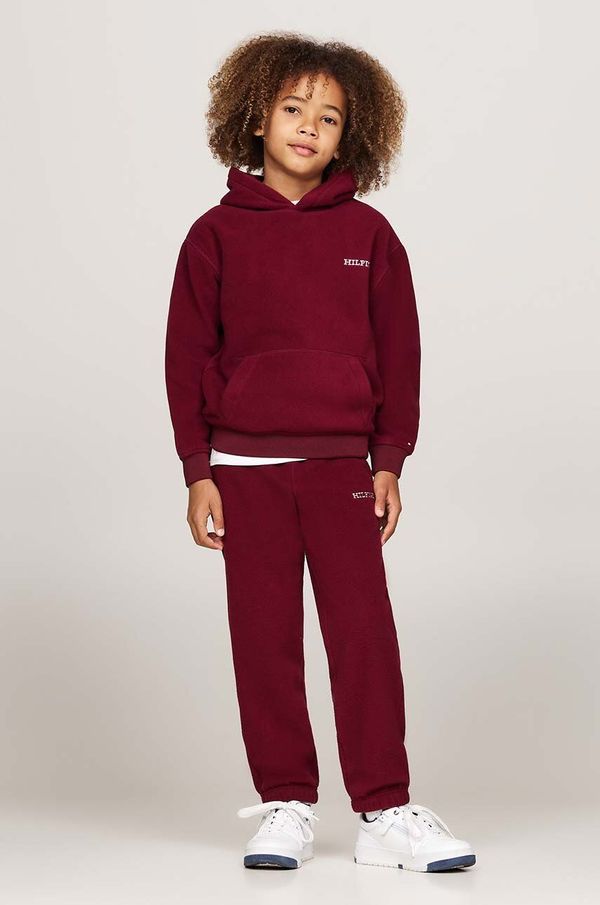 Tommy Hilfiger Otroški spodnji del trenirke Tommy Hilfiger U POLAR FLEECE SWEATPANTS bordo barva, KS0KS00583