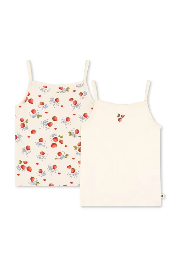 Konges Sløjd Otroški top Konges Sløjd BASIC 2 PACK STRAP TOP GOTS 2-pack bež barva, KS102256