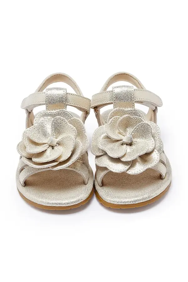 Donsje Otroški usnjeni sandali Donsje Iles Fields Sandals Shimmer Buttercup