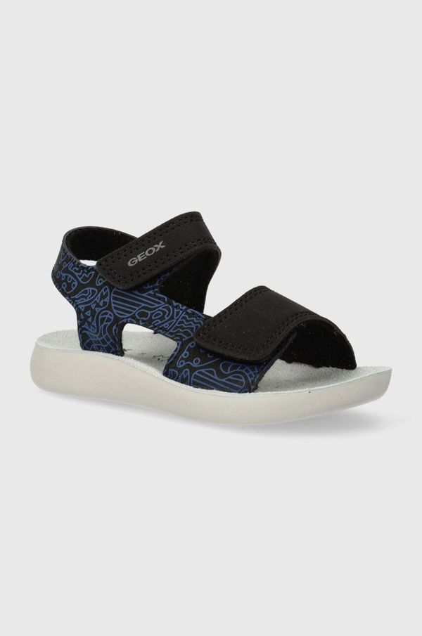 Geox Otroški usnjeni sandali Geox SANDAL LIGHTFLOPPY črna barva