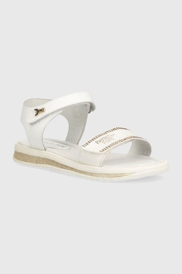 Patrizia Pepe Otroški usnjeni sandali Patrizia Pepe bela barva
