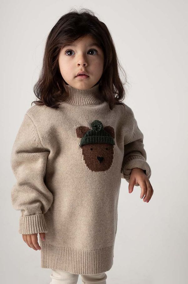 Donsje Otroški volneni pulover Donsje Denn Merino Wool Sweater Bear bež barva, 4083501