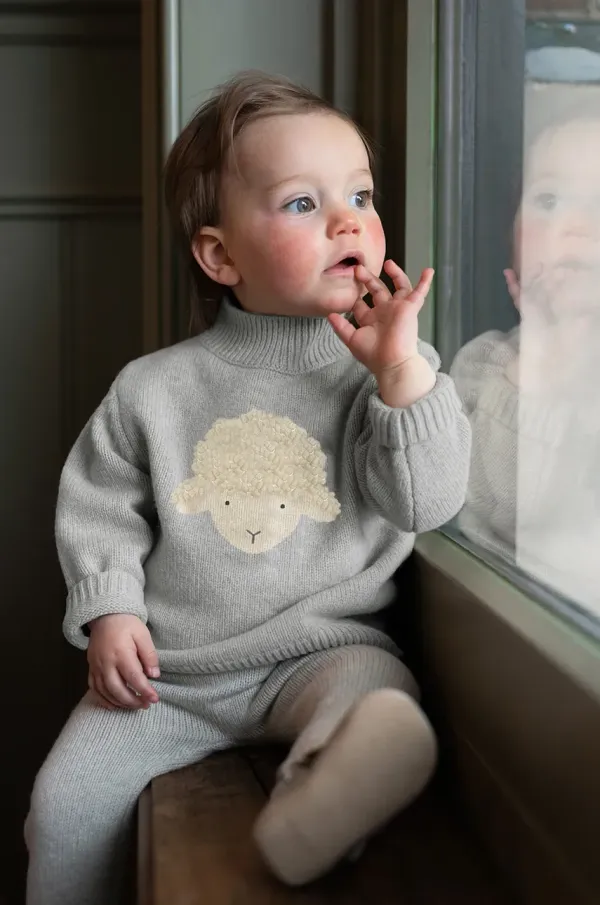 Donsje Otroški volneni pulover Donsje Denn Merino Wool Sweater Lammy siva barva, 4083504