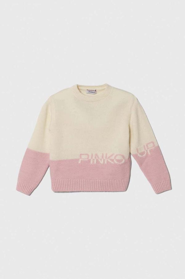 Pinko Up Otroški volneni pulover Pinko Up roza barva