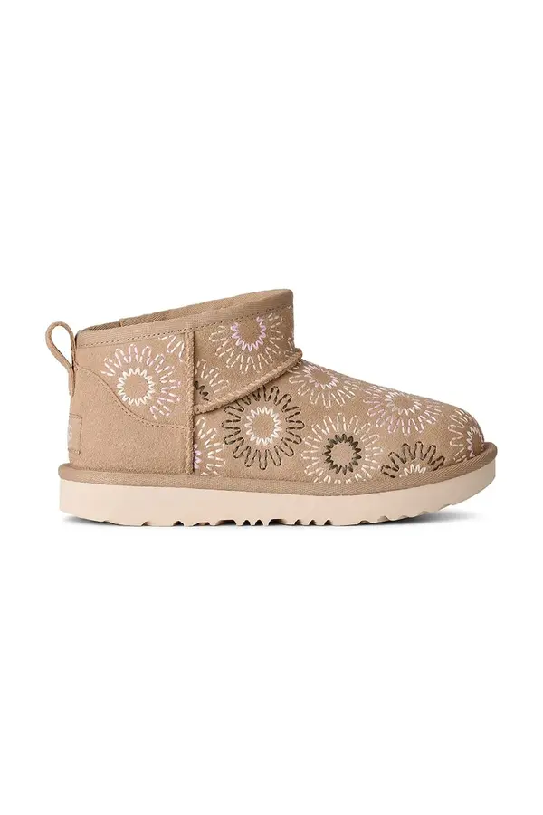 UGG Otroški zimski čevlji iz semiša UGG KIDS' CLASSIC ULTRA MINI SUN STITCH