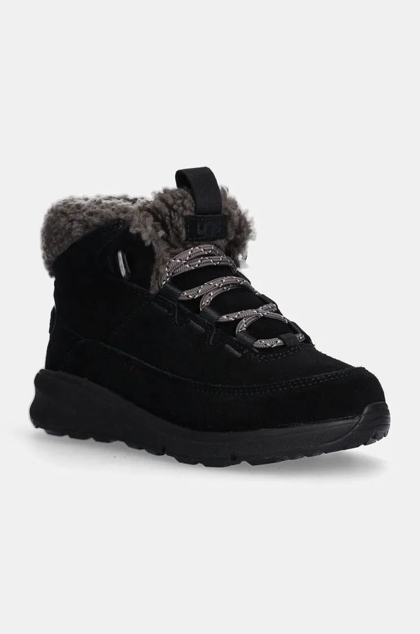 Ugg Otroški zimski čevlji iz semiša UGG TERRETRAIL COZY LACE črna barva, 1157574K