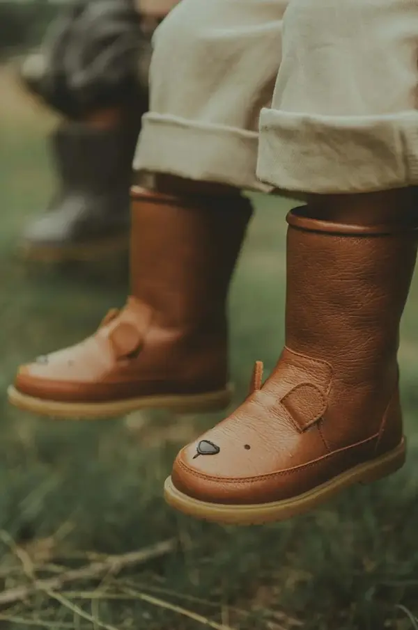 Donsje Otroški zimski usnjeni čevlji Donsje Wadudu Classic Boots Bear