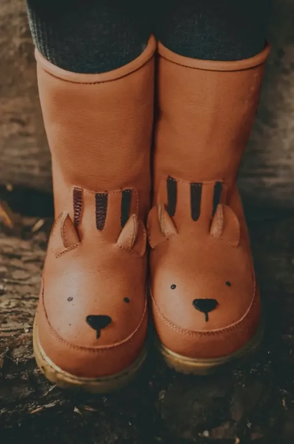 Donsje Otroški zimski usnjeni čevlji Donsje Wadudu Classic Boots Tiger oranžna barva, 2022011