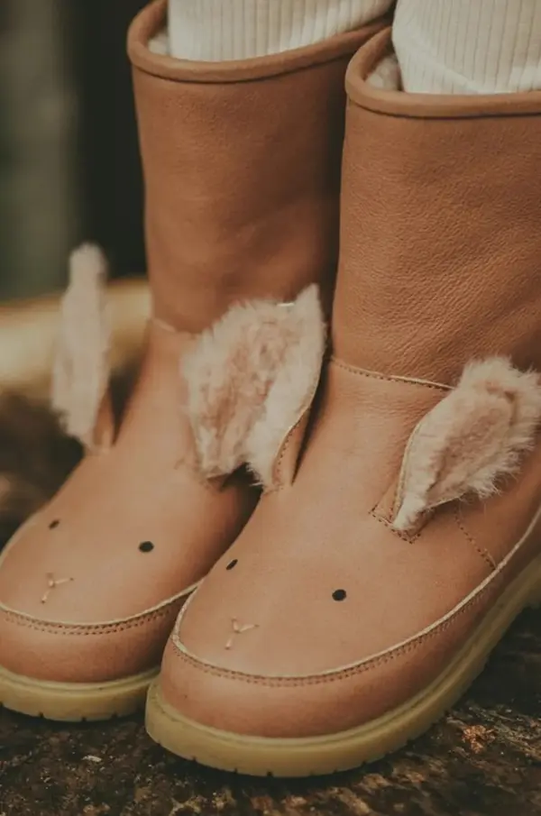 Donsje Otroški zimski usnjeni čevlji Donsje Wadudu Exclusive Boots Fluffy Bunny