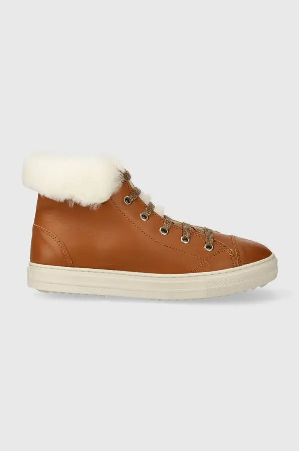 Pom D'api Otroški zimski usnjeni čevlji Pom D'api SWAG ZIP FUR