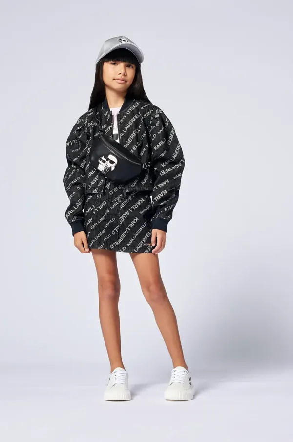 Karl Lagerfeld Otroško krilo iz jeansa Karl Lagerfeld črna barva, Z30541