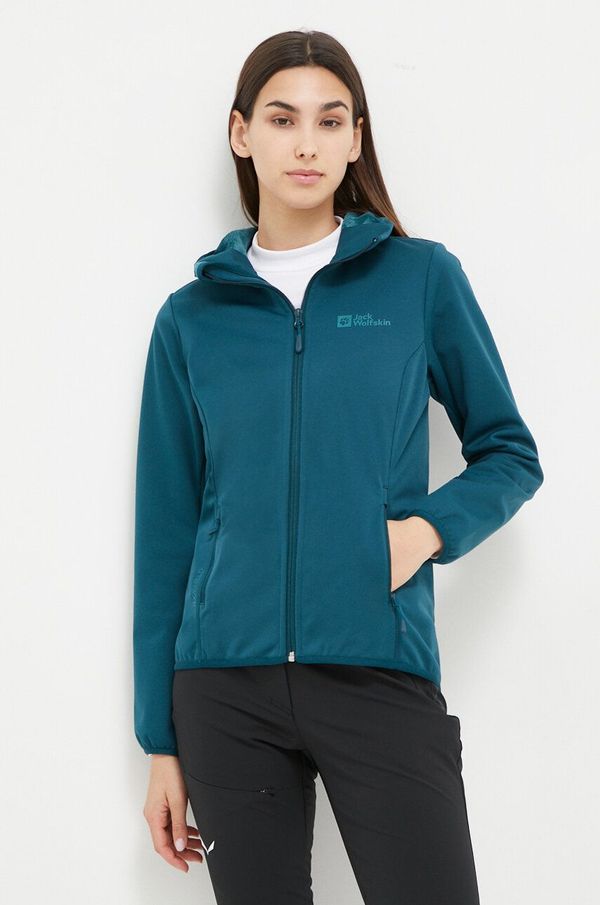 Jack Wolfskin Outdoor jakna Jack Wolfskin Windhain Hoody turkizna barva