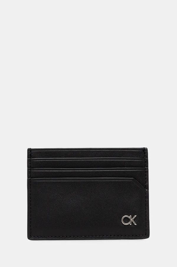 Calvin Klein Pas in usnjen etui za kartice Calvin Klein črna barva, K50K512541