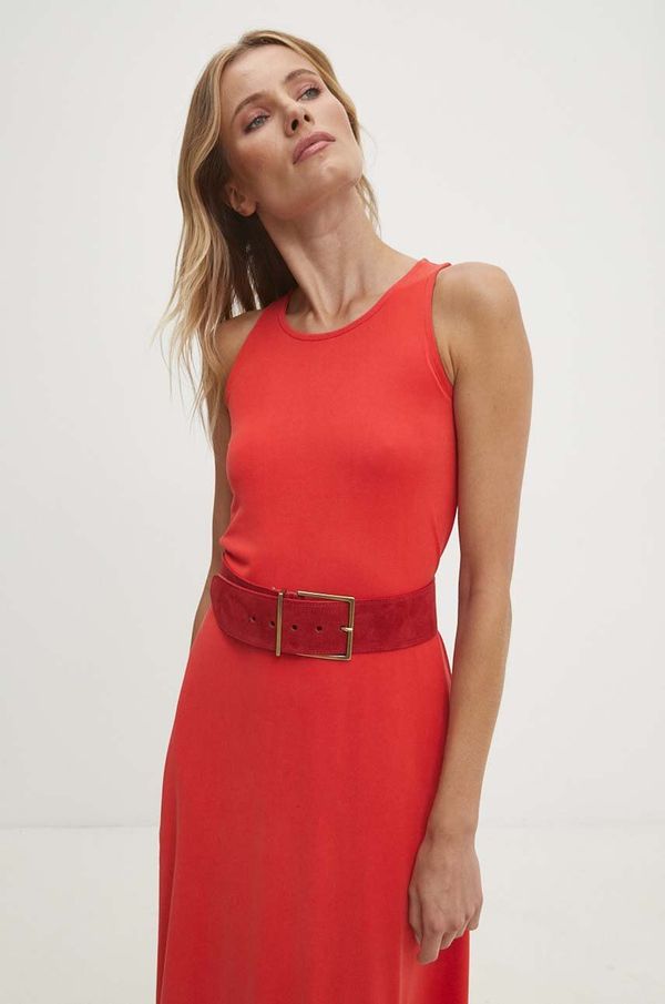 Answear Lab Pas iz semiša Answear Lab rdeča barva