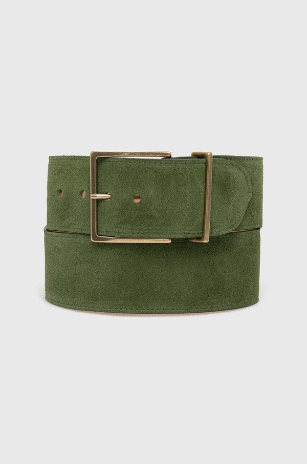 Answear Lab Pas iz semiša Answear Lab zelena barva