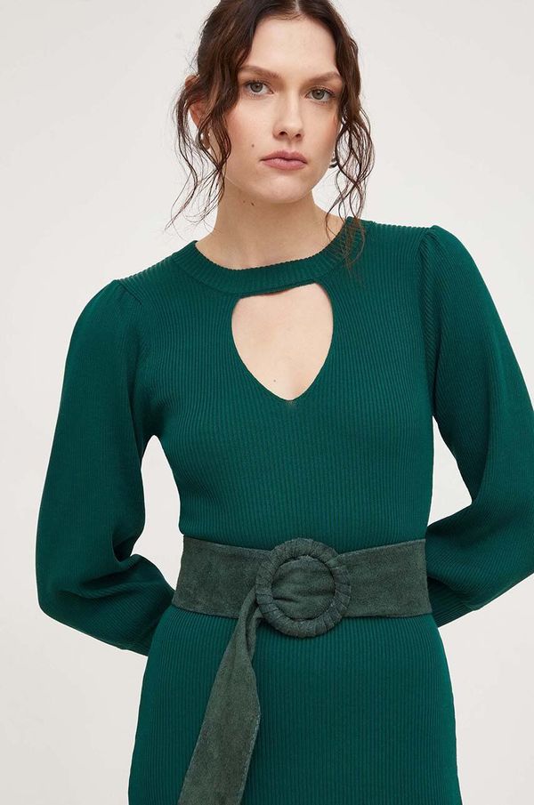 Answear Lab Pas iz semiša Answear Lab zelena barva