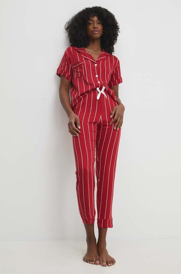 Answear Lab Pižama Answear Lab ženska, rdeča barva