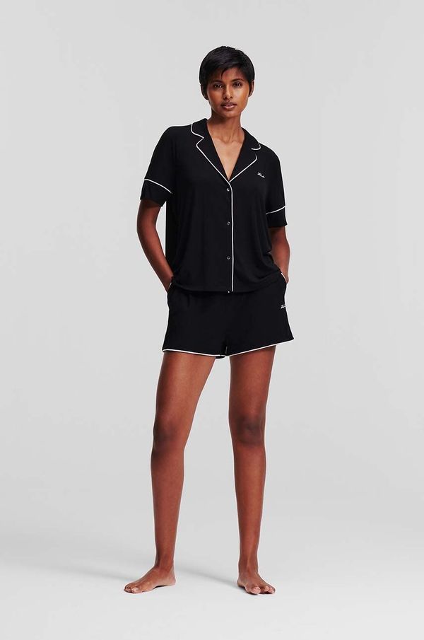 Karl Lagerfeld Pižama Karl Lagerfeld ženska, črna barva