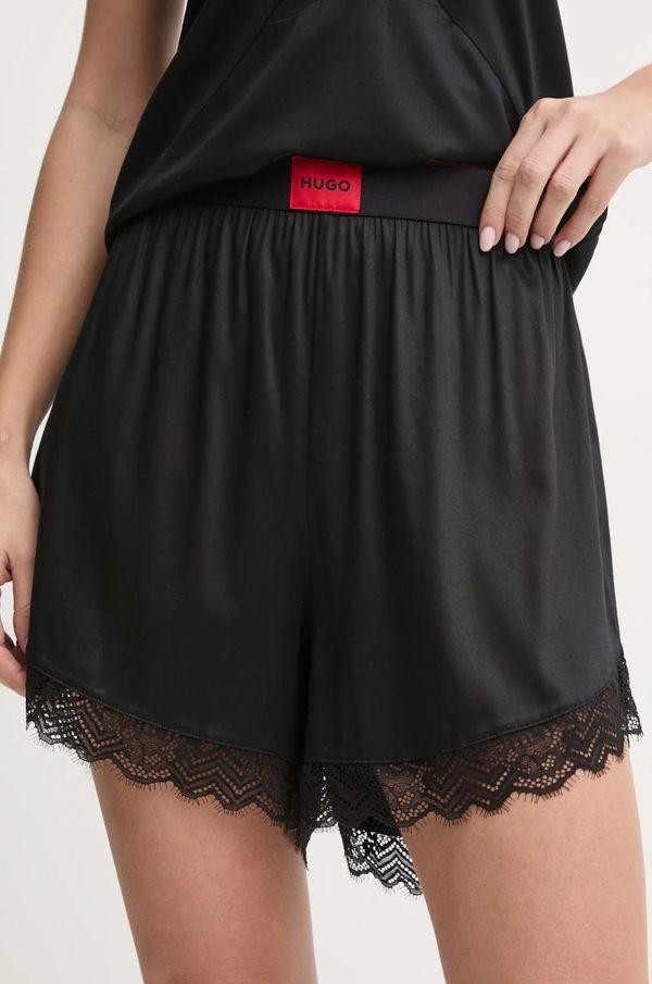 HUGO Pižama kratke hlače HUGO ženske, črna barva, 50531629