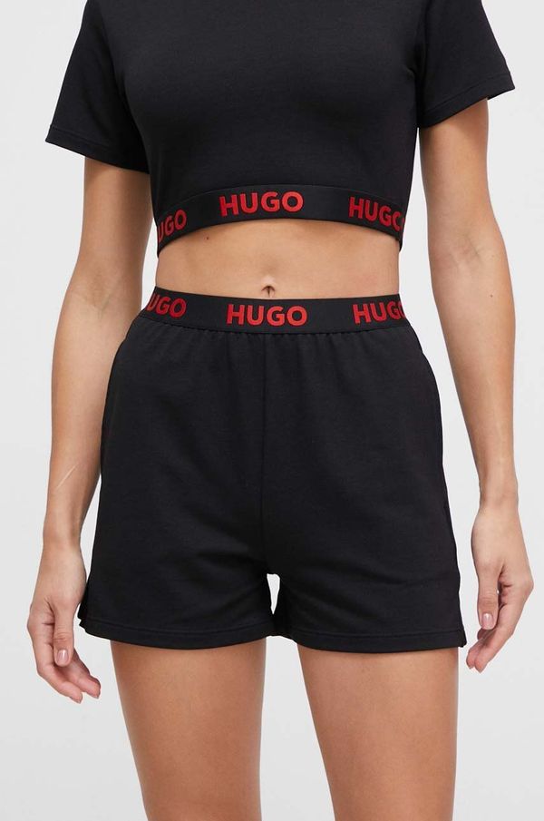 Hugo Pižama kratke hlače HUGO ženski, črna barva