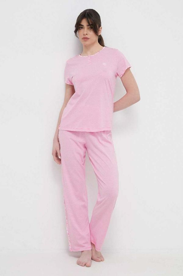 Lauren Ralph Lauren Pižama Lauren Ralph Lauren ženska, roza barva