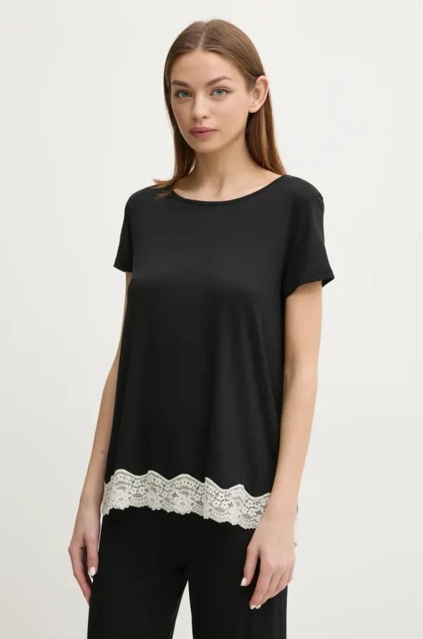 United Colors of Benetton Pižama majica United Colors of Benetton ženska, črna barva, 3Z123M314