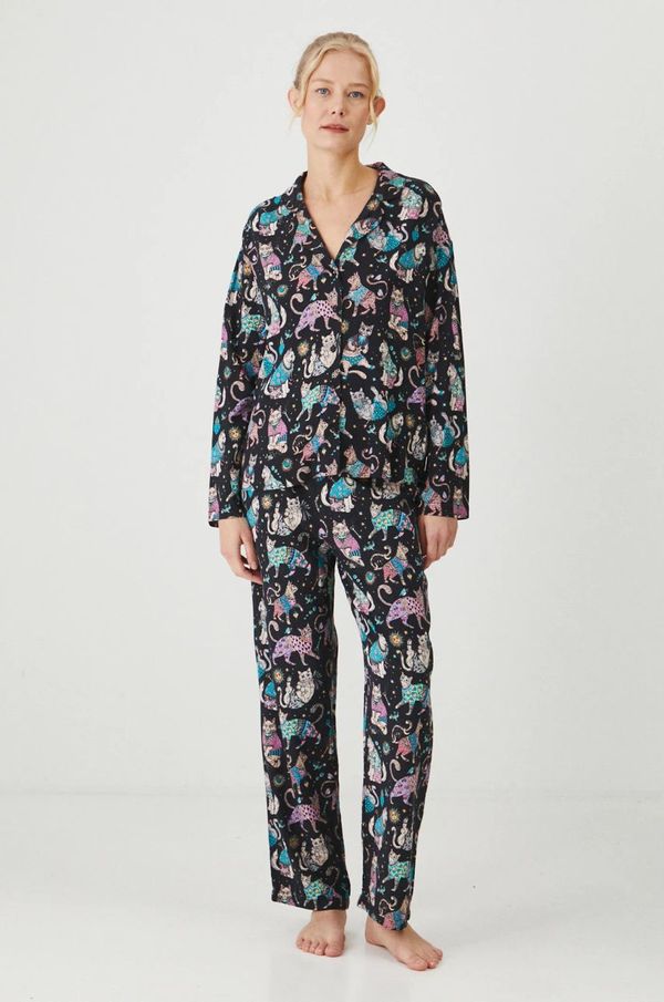 Medicine Pižama Medicine ženska, črna barva