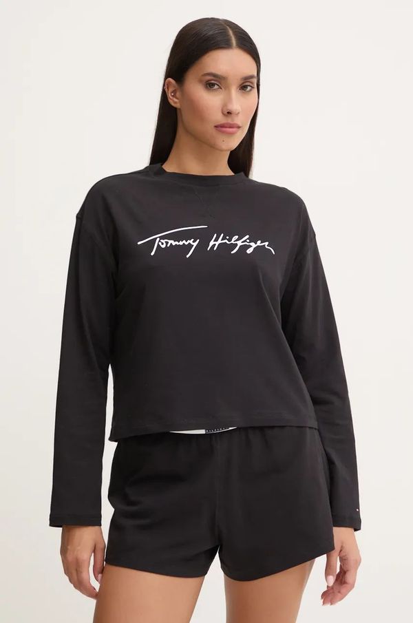 Tommy Hilfiger Pižama Tommy Hilfiger ženska, črna barva, UW0UW05630