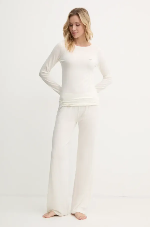 Emporio Armani Underwear Pižama z mešanico volne Emporio Armani Underwear bež barva, 164790 4F224