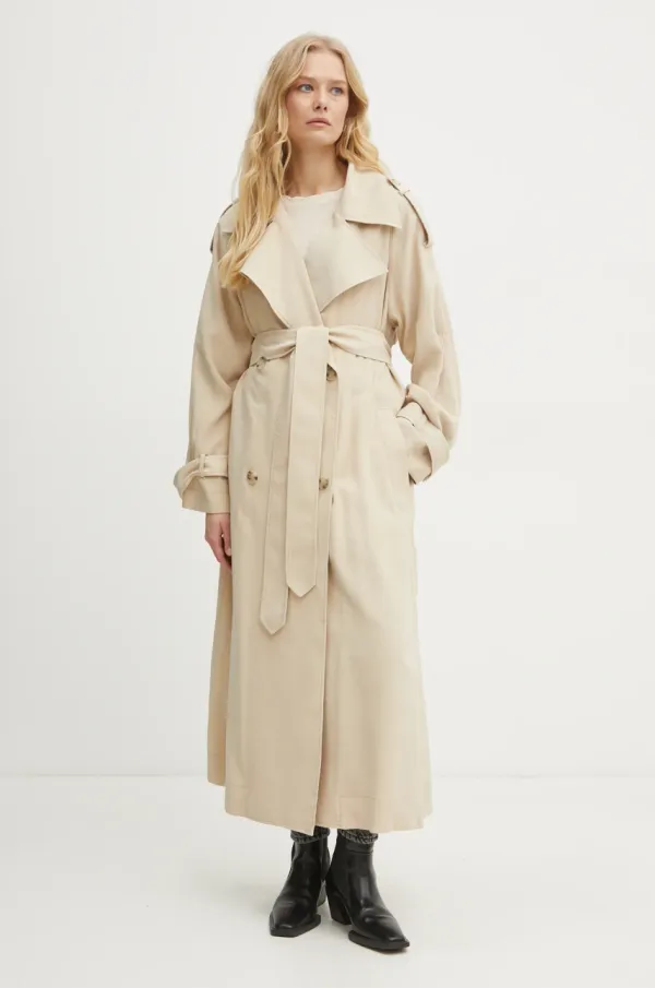 BOSS Orange Plašč Boss Orange ženski, bež barva, 50530977