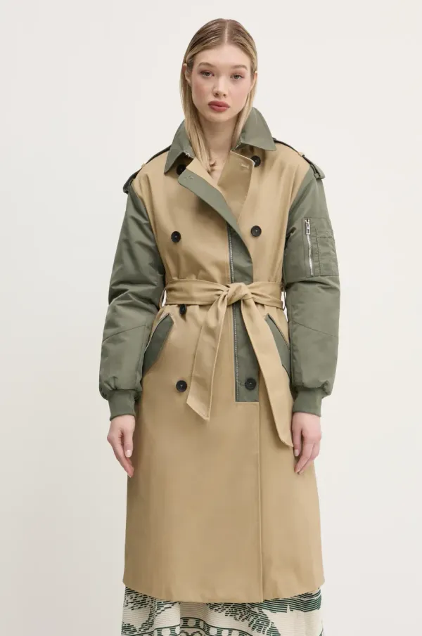 Desigual Plašč Desigual ARKANSAS ženski, bež barva, 25SWEW04