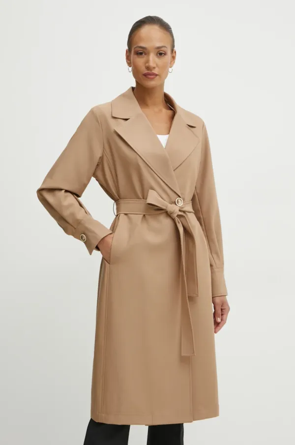 Fracomina Plašč Fracomina ženski, bež barva, FR25SC1003W76101