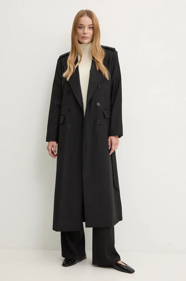 Ivy Oak Plašč iz mešanice volne Ivy Oak črna barva, IO111134