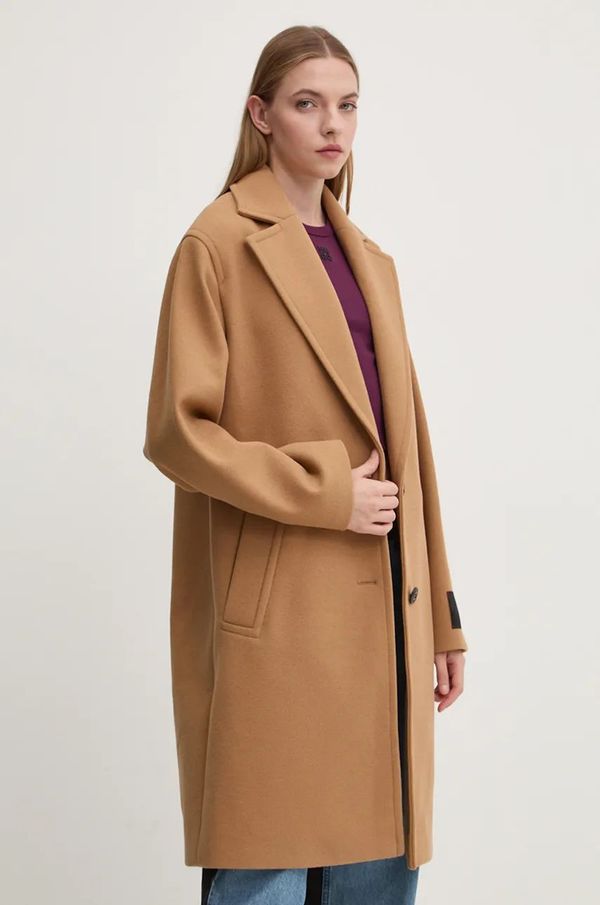 HUGO Plašč s primesjo volne HUGO bež barva, 50534328