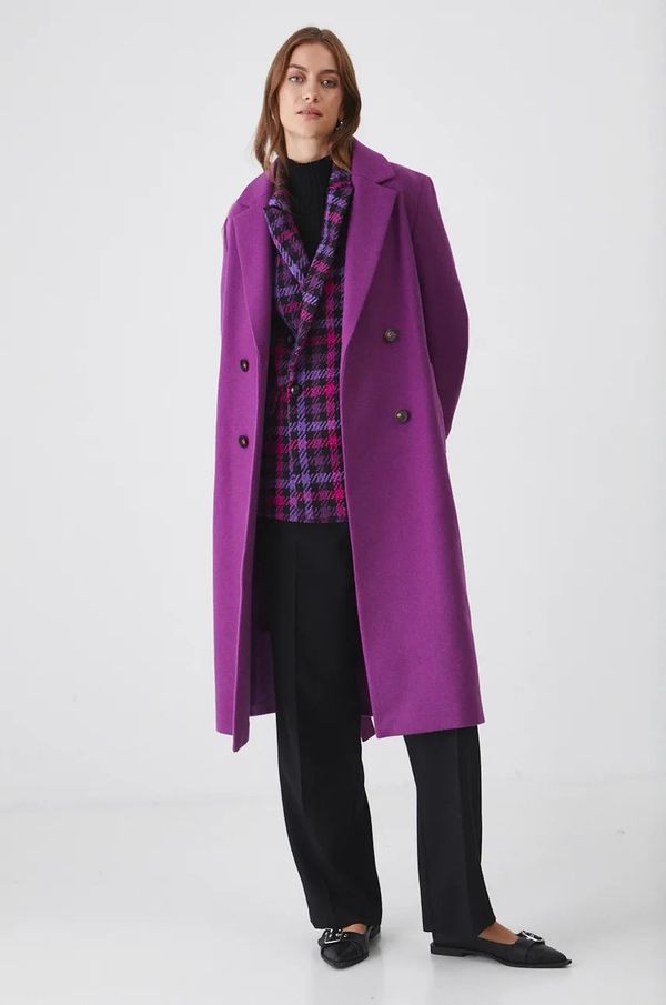 Medicine Plašč s primesjo volne Medicine ženski, vijolična barva