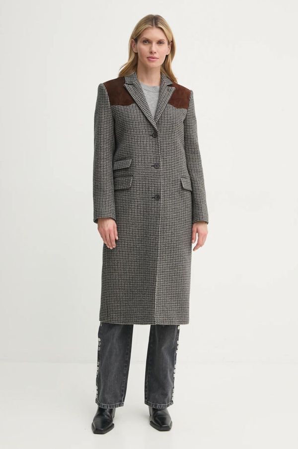 The Kooples Plašč The Kooples ženski, siva barva, FMAN29002K