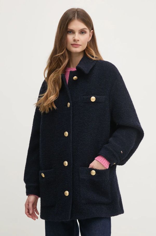 Tommy Hilfiger Plašč Tommy Hilfiger ženski, mornarsko modra barva, WW0WW43762