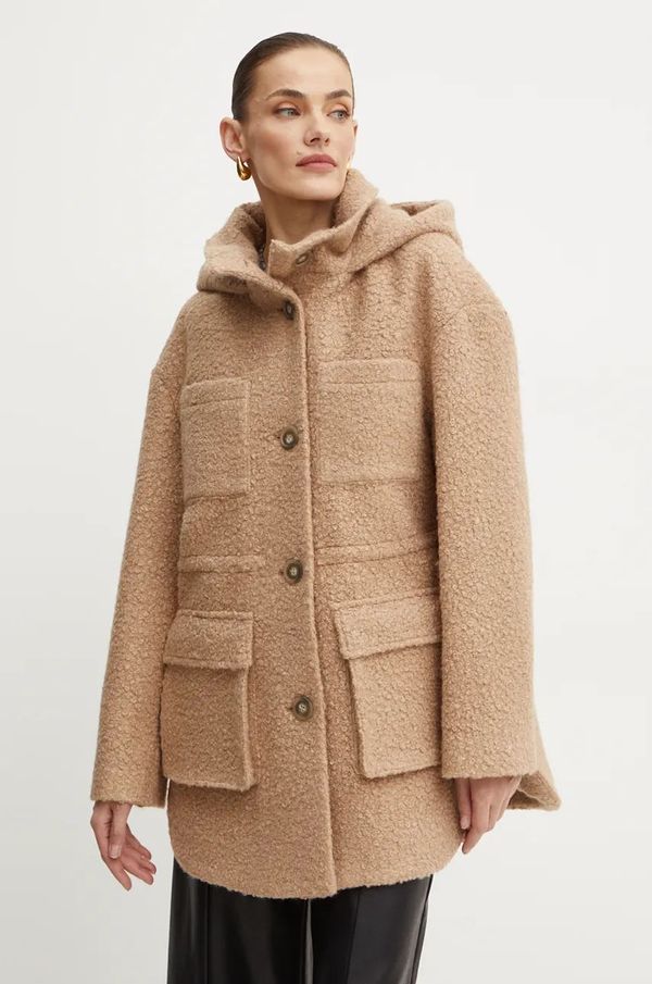 Twinset Plašč Twinset ženski, bež barva, 242AT2071