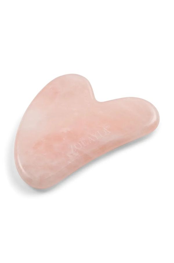 Zoë Ayla Ploščica za masažo obraza Zoë Ayla Rose Quartz Gua Sha roza barva, 0